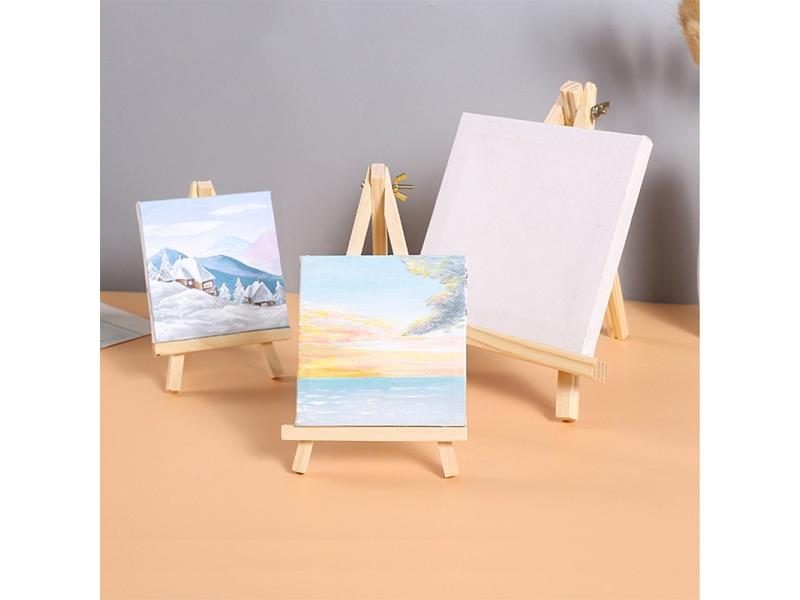 New Natural Wood Mini Easel Frame Tripod Display Holder Carousel 2