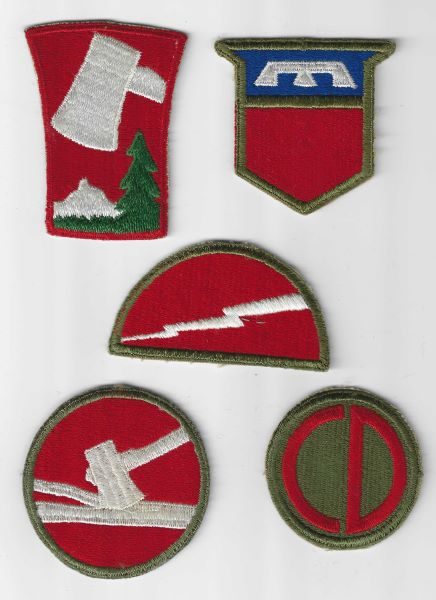 FIVE UNITED STATES TRAINING DIVISIONS PATCHES 70th – 85th Carousel 1