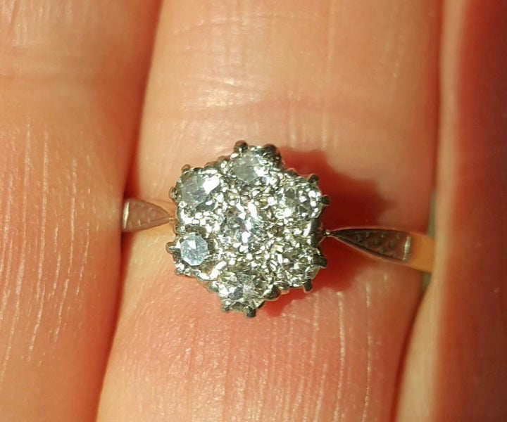 Old 18ct Gold Platinum OEC Diamond Ring Carousel 2