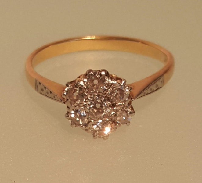 Old 18ct Gold Platinum OEC Diamond Ring Carousel 1