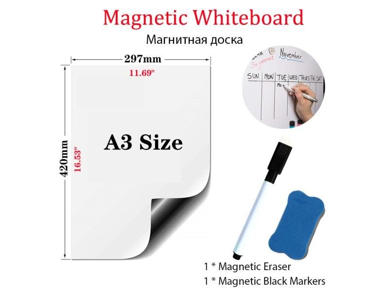 A3 Size Magnetic Dry Erase Whiteboard PET Reusable Writing Board Presentation Carousel 1
