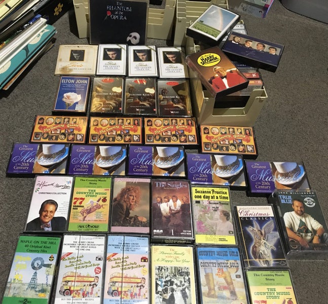 Cassette tapes music bulk lot including Reader’s Digest holders - capacity 28 Carousel 2