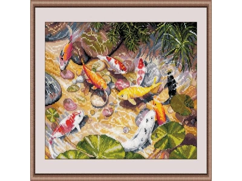 YIHAN-Embroidery Koi Carps Cross Stitching Kits 14CT Aida Counted Canvas Carousel 1