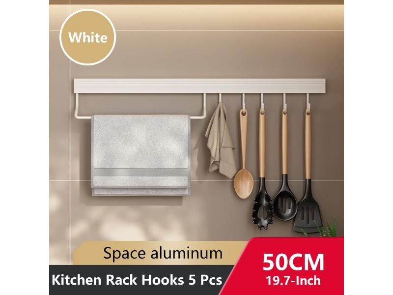 Wall Mounted Kitchen Hook Rack No-Punching Wall Hangers Rail Kitchen Utensils Carousel 1