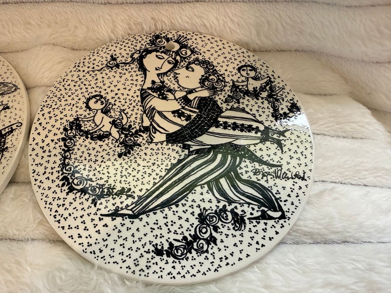 Set of 4 Bjorn Wiinblad Nymolle Decorative Plates (Black & White)62982323728387112