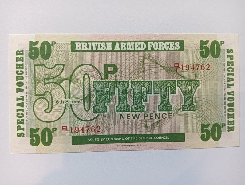 1972 British Armed Forces: 50 New Pence banknote Carousel 1