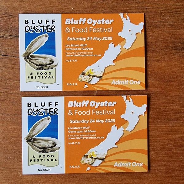 Bluff Oyster Festival Tickets x 2 Carousel 1