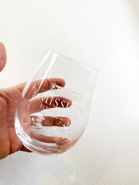 Mission Estate Winery branded Stemless Wine Glass Carousel 1