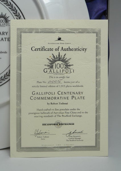 LARGE 'GALLIPOLI 100 YEAR ' COMMEMORATION PLATE - LIMITED EDITION FINE PORCELAIN Carousel 6