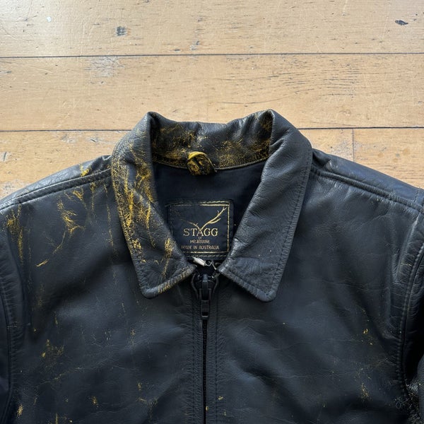 Vintage 1970s Stagg Of Melbourne Leather Biker Jacket Carousel 2
