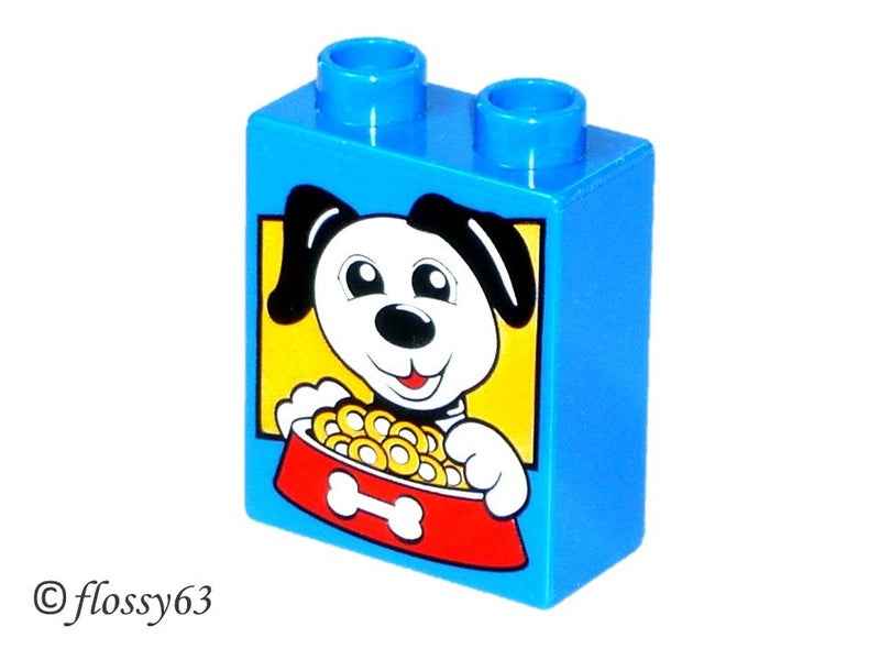 ®™DUPLO - Brick 1 x 2 x 2 with Dog and Food Bowl Pattern ~Retired 2012~ Carousel 1