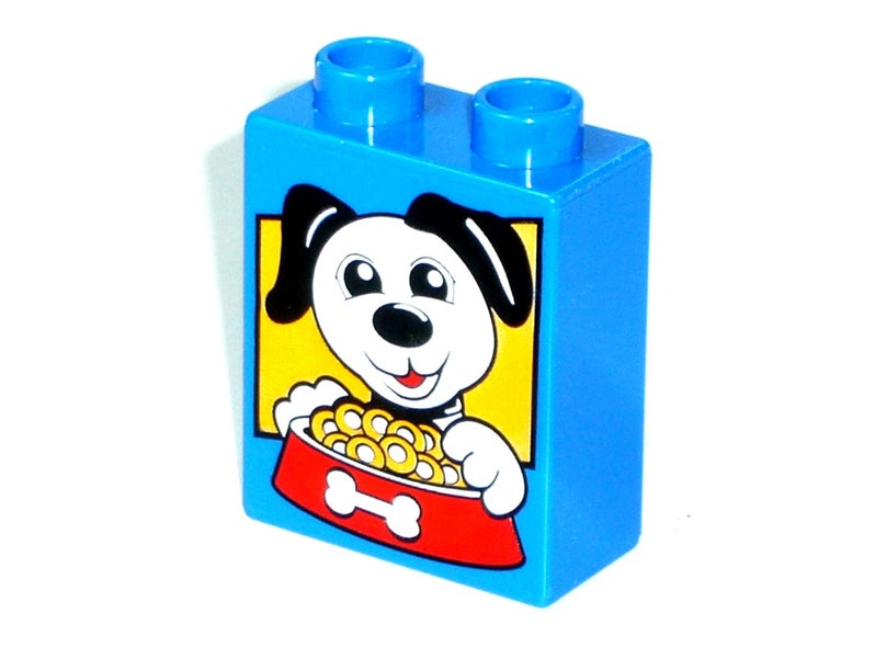 ®™DUPLO - Brick 1 x 2 x 2 with Dog and Food Bowl Pattern ~Retired 2012~ Carousel 2