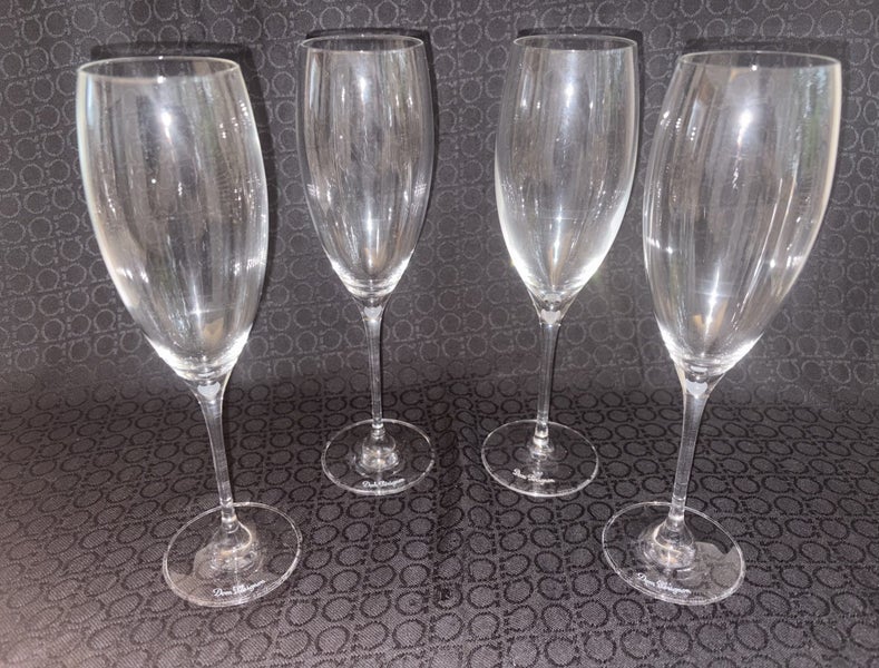 Dom Pérignon Crystal Champagne Flutes - Acid Etched logo. Set x4 Carousel 1