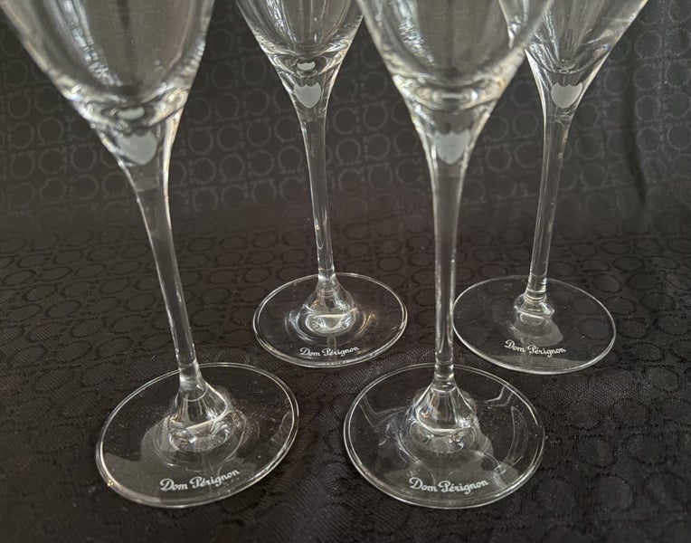 Dom Pérignon Crystal Champagne Flutes - Acid Etched logo. Set x4 Carousel 2