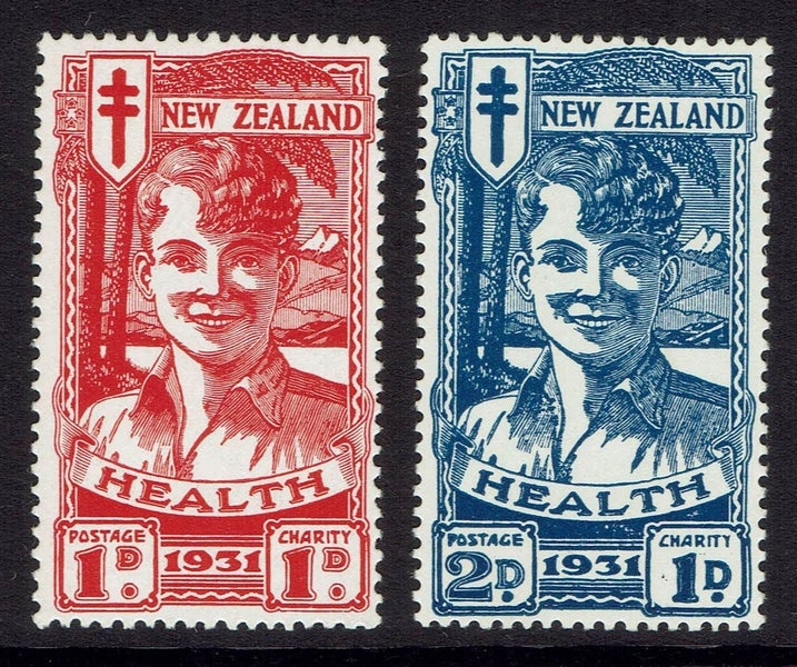>>> New Zealand 1931 Health Red 1d+1d & Blue Boy 2d+1d Set UHM CV$1100 Rare628647368738571129