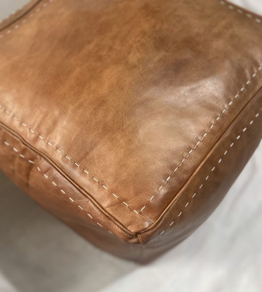 PREMIUM Handcrafted Moroccan Leather Pouf - Square Carousel 2