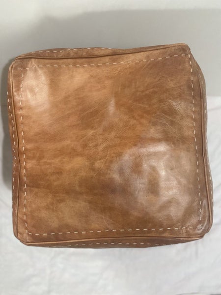 PREMIUM Handcrafted Moroccan Leather Pouf - Square Carousel 3