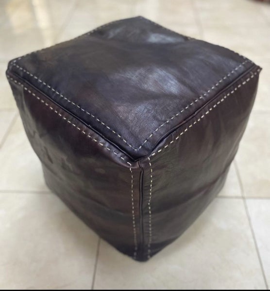 PREMIUM Handcrafted Moroccan Leather Pouf - Square Carousel 1