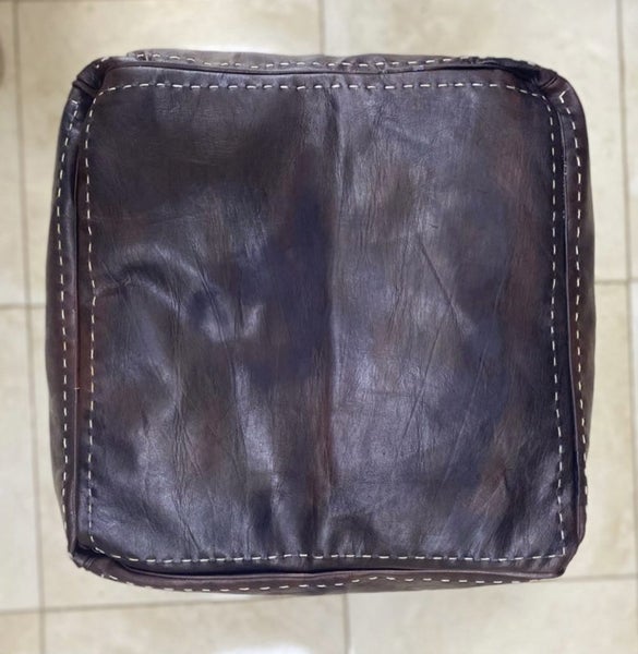 PREMIUM Handcrafted Moroccan Leather Pouf - Square Carousel 2