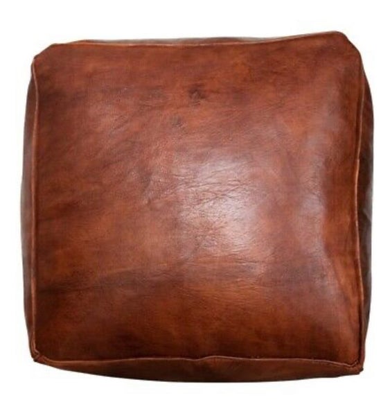 PREMIUM Handcrafted Moroccan Leather Pouf - Square Carousel 2