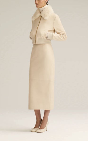 Scanlan Theodore Cream Leather Skirt Carousel 1