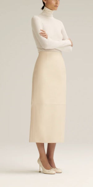 Scanlan Theodore Cream Leather Skirt Carousel 2