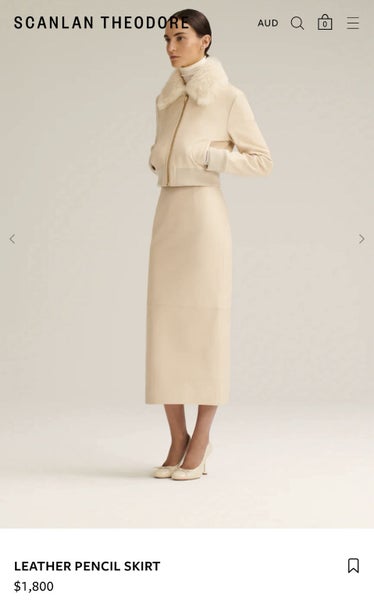 Scanlan Theodore Cream Leather Skirt Carousel 4