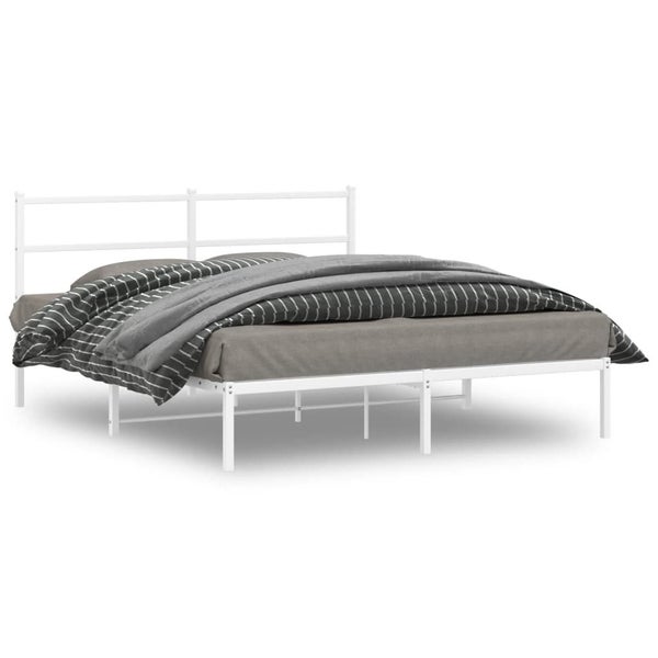 Queen Size Metal Bed Frame with Headboard white 150x200 Cm Tppaol Carousel 1