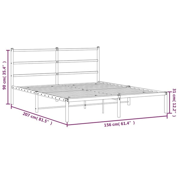 Queen Size Metal Bed Frame with Headboard white 150x200 Cm Tppaol Carousel 2