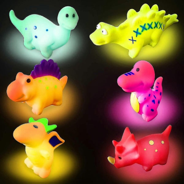 6 Pack Floating Dinosaur Light Up Bath Toys For Kids, Color Changing Light In Wa Carousel 1