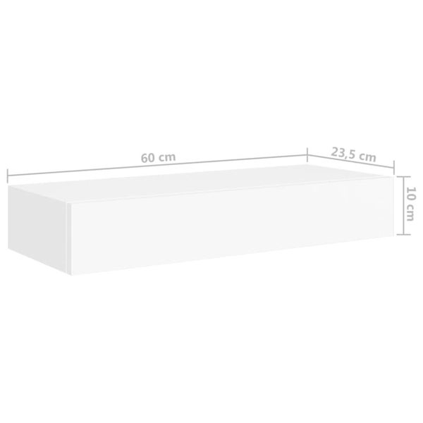 Wall-mounted Drawer Shelf White 60x23.5x10 Cm Mdf Ttbxpp Carousel 2
