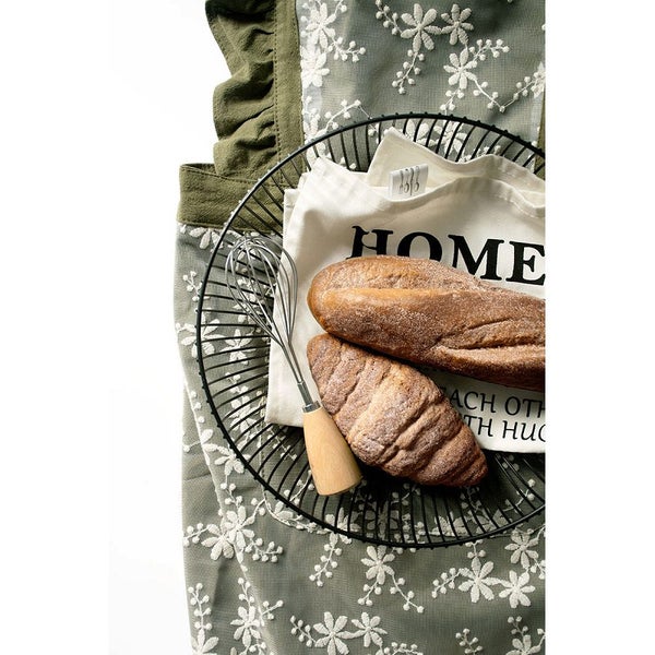 Elosung Green Ruffled Kitchen Apron With Floral Lace Comfortable Baking & Crafti Carousel 2