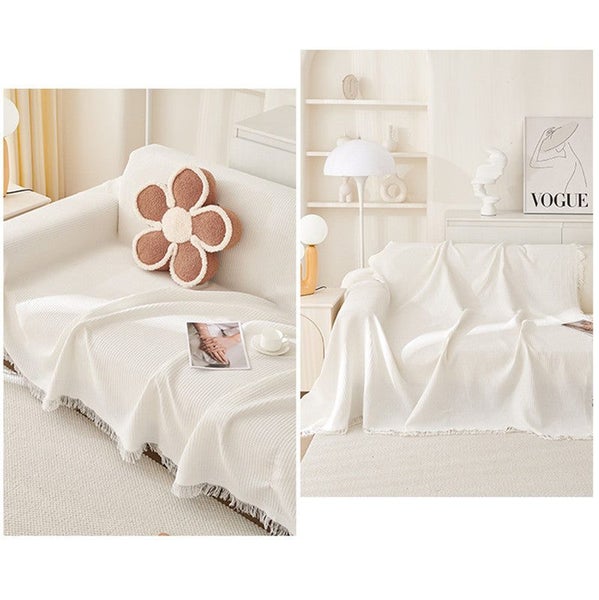 180*260Cm White Premium Polyester Sofa Throw Blanket Multi Seasonal Use Protect Carousel 2
