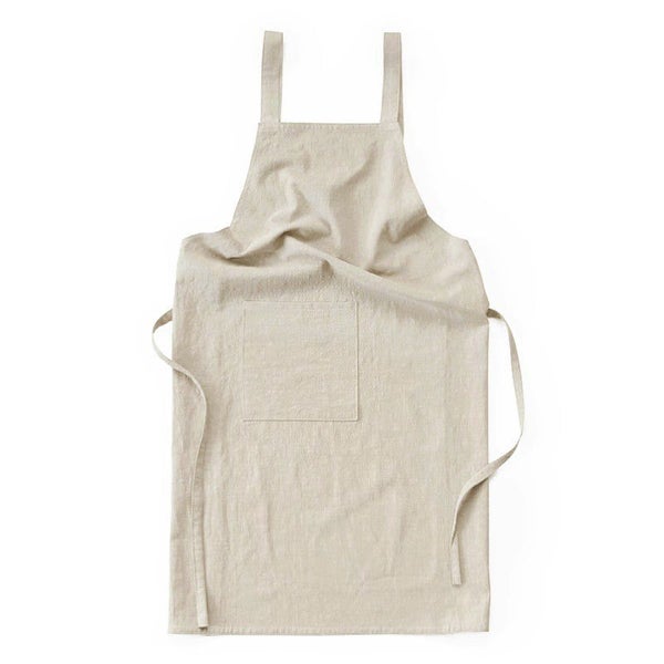 Elosung Off White Cotton Linen H Back Apron Solid Color Kitchen Cooking With Poc Carousel 1