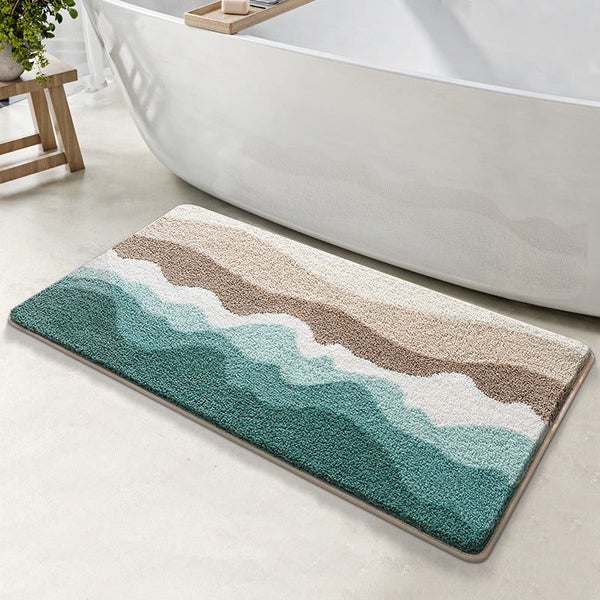 40X60cm Peaceful Beach Bath Mat Super Absorbent Non Slip Bathroom Floor Mats Ba Carousel 1