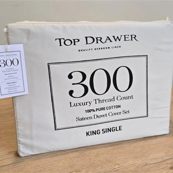 300TC Thread Count Natural Sateen Duvet Cover Set by Top Drawer Carousel 1