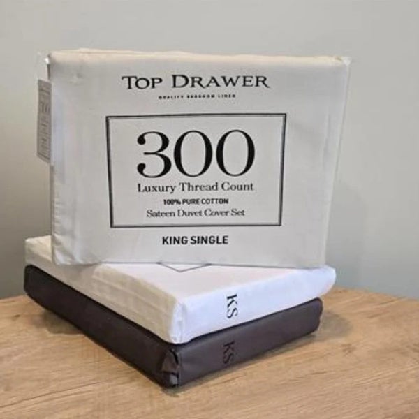 300TC Thread Count Natural Sateen Duvet Cover Set by Top Drawer Carousel 2