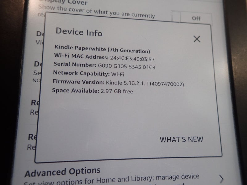 KINDLE paperwhite 7th generation touch screen backlight 58:63 Carousel 2