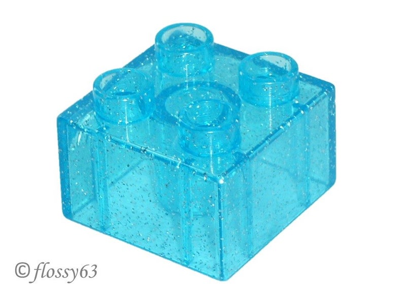 ®™DUPLO - 1 x Glitter Trans-Light Blue 2 x 2 Brick ~Retired 2020~ Carousel 1