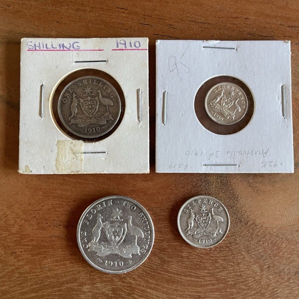 Four 1910 Edward VII silver coins – threepence to florin (#3) Carousel 1