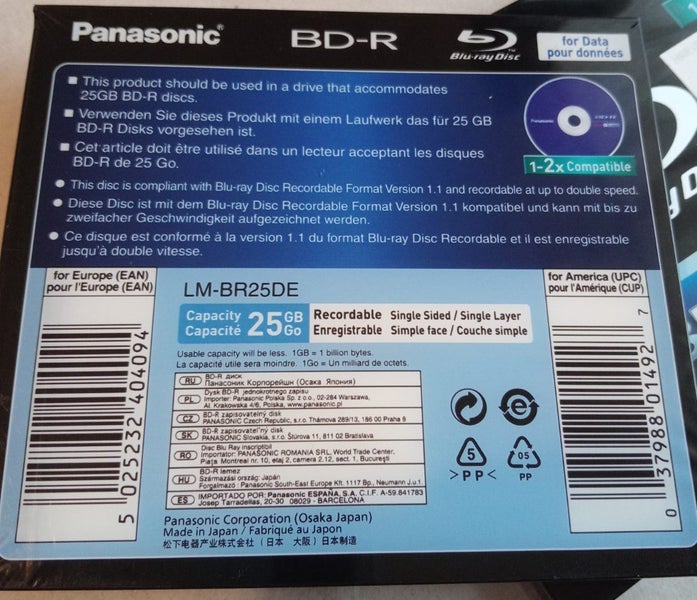 Panasonic blue ray recordable discs new x2 Carousel 3
