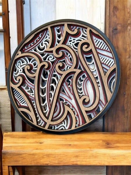 Maori Inspired Layered Art – Handcrafted Wall Display – NZ Made Carousel 1