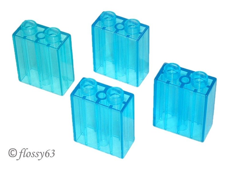 ®™DUPLO - 4 x Trans Light Blue 1 x 2 x 2 Bricks with Tube Carousel 1