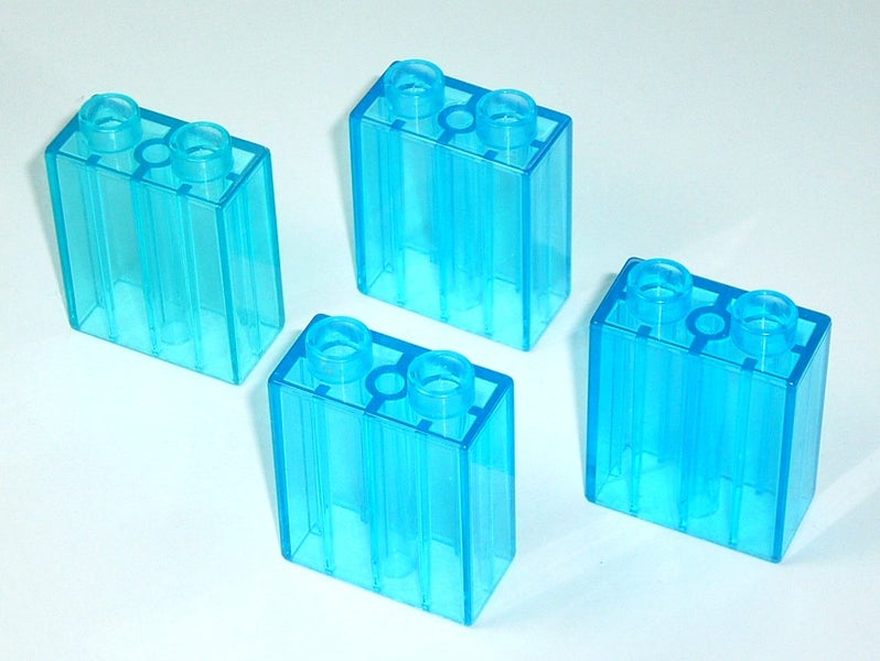 ®™DUPLO - 4 x Trans Light Blue 1 x 2 x 2 Bricks with Tube Carousel 2