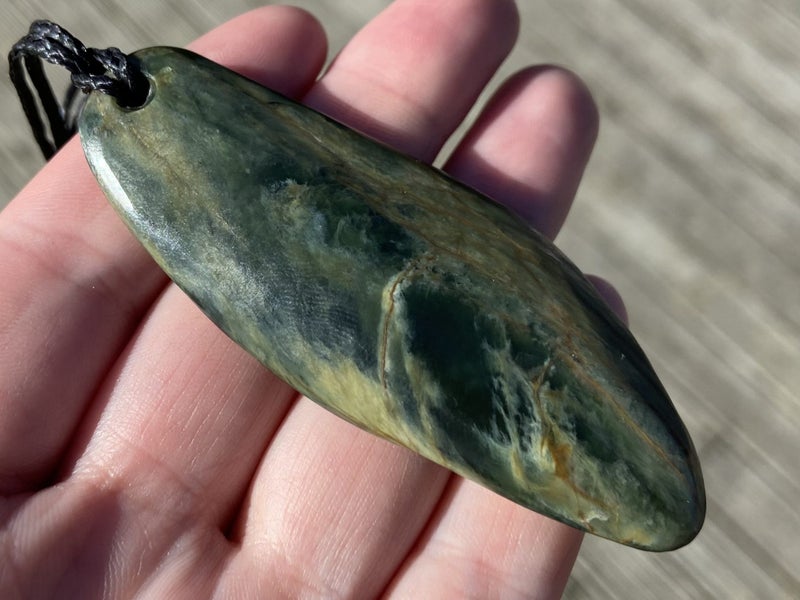 $1 Res!! Pounamu Polished Floater Pendant *Flower Jade* Carousel 1