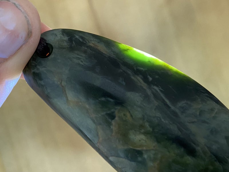 $1 Res!! Pounamu Polished Floater Pendant *Flower Jade* Carousel 6