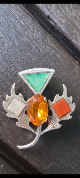 Scottish silver thistle gemstone brooch $60 Carousel 1