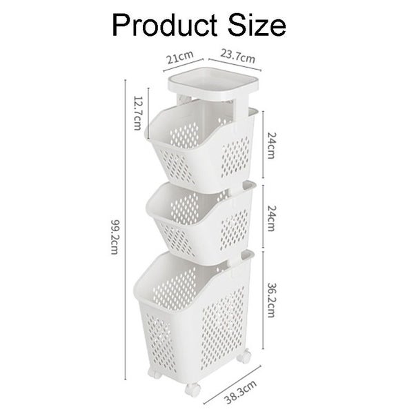 3-Tier Laundry Basket with Wheels Storage Shelf Bathroom Kitchen Carousel 2