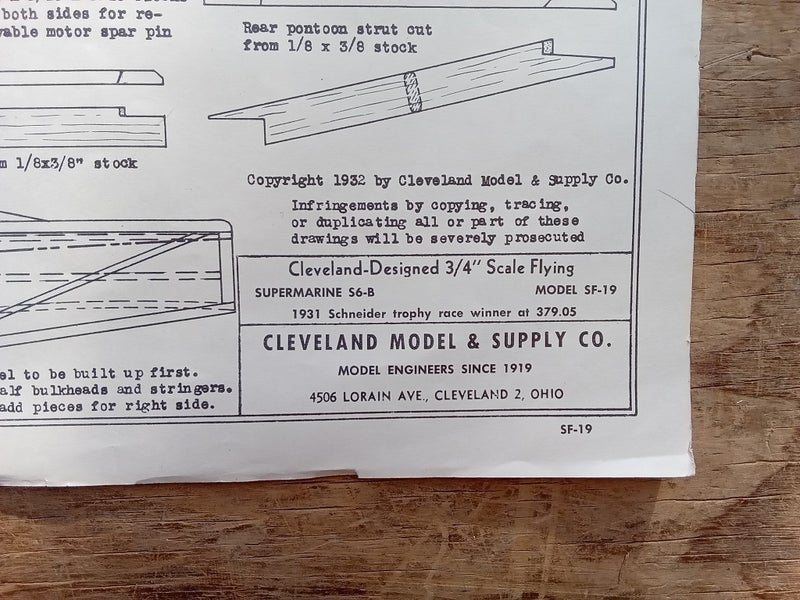 Balsa model plane scale plans - Supermarine S6-B Carousel 2