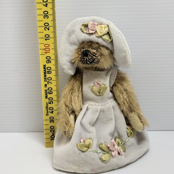 Vintage Teddy Bear in Hat and Dress Carousel 4